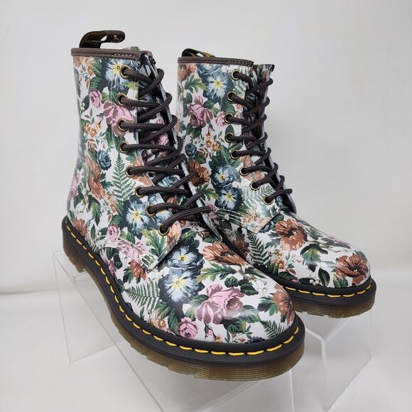 Dr Martens 1460 Boots Womens 7 Multicolor Floral English Garden Leather Combat